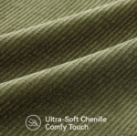 Olive Green Chenille Lumbar Pillow Cover – Textured Striped Decorative Cushion Cover - Image 2