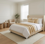 Beige Waffle-Knit Bed Runner with Twisted Tassels – Wabi-Sabi Style - Image 2