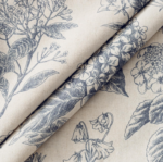 French Vintage-Style Botanical Cushion Cover – Blue Hydrangea & Floral Print on a Beige Background - Image 2