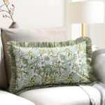 Fresh Green Floral-Print Ruffled Lumbar/Headboard Cushion Cover