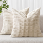 Beige-Apricot 3D Square Jacquard Cushion Cover – Japanese-Style Solid-Color Cushion Cover