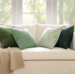 Three-Tone Green Vertical-Striped Corduroy Cushion Cover – Fresh, Retro-Style Solid-Color Pillowcase - Image 2