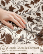 Vintage-Style Brown Floral Jacquard Rectangular Cushion Cover with Piping - Image 2