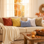 Caramel-Brown Plush Quilted-Pattern Cushion Cover – Autumn-Inspired Decor - Image 2