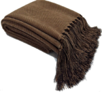 Dark Brown Herringbone-Woven Bed Runner – Vintage Style with Long Tassels - Image 2