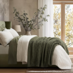 Olive Green Textured Jacquard Knit Throw – Minimalist Solid-Color Sofa Blanket - Image 2