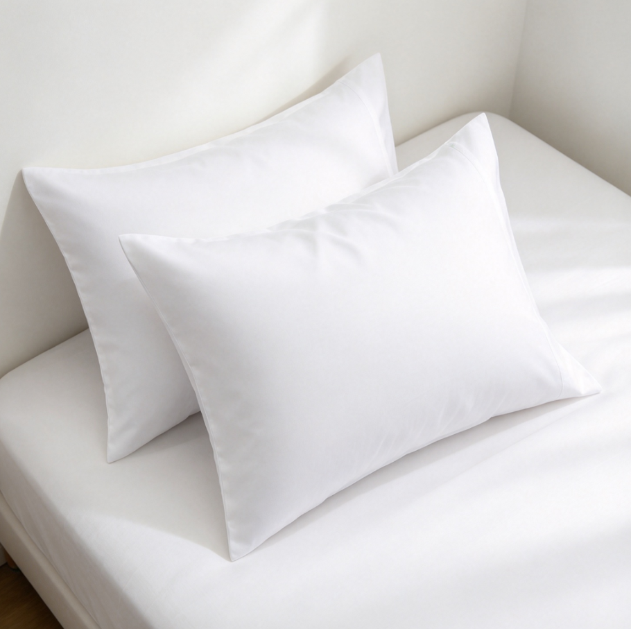 4 White Oxford-Style Pillowcase Set – Wide-Border Design in Soft Cotton Blend - Image 1