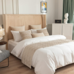 Light Khaki Wavy Jacquard Bed Runner – A Soft-Textured, Cream-Style Bed Runner