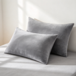 Grey Velvet Pillowcase Set – Soft, Plush Texture for a Restful Sleep