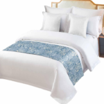Blue Coral & Seagrass Print Bed Runner – Ocean-Inspired Flat-Style Bed Scarf - Image 2