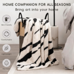 Black and White Abstract Patterned Plush Throw – Modern Minimalist Sofa Cover - Image 2