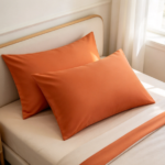 Terracotta-Orange Solid-Color Pillowcase Set – Wrinkle-Resistant, Smooth, and Effortlessly Comfortable