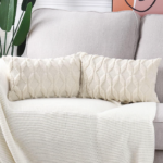 Off-White Diamond-Tufted Lumbar Pillow Cover – Knitted Bouclé Cushion Cover - Image 2