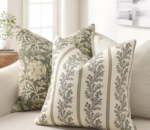 Off-White Botanical Print Cushion Cover – French Pastoral Style - Image 2