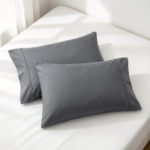 Dark Gray Pillowcase Set with Double-Stitched Detailing – Durable Percale Fabric - Image 2