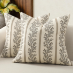 Off-White Botanical Print Cushion Cover – French Pastoral Style