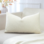 Cream-Colored Bouclé Lumbar Pillow Cover – A Textured, Minimalist Decorative Cushion Cover
